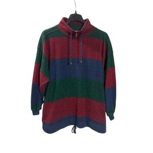 Vintage Y2K Venezia Womens Striped Pullover Sweater Drawstring Hem Size 14/16